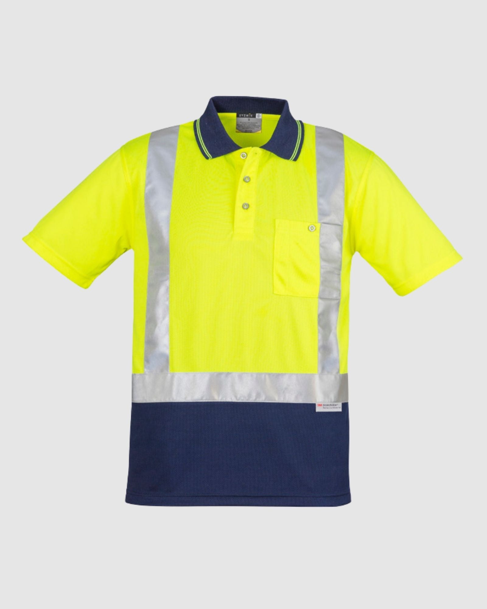 Syzmik Mens Hi Vis Spliced Short Sleeve Polo Shoulder Taped ZH233