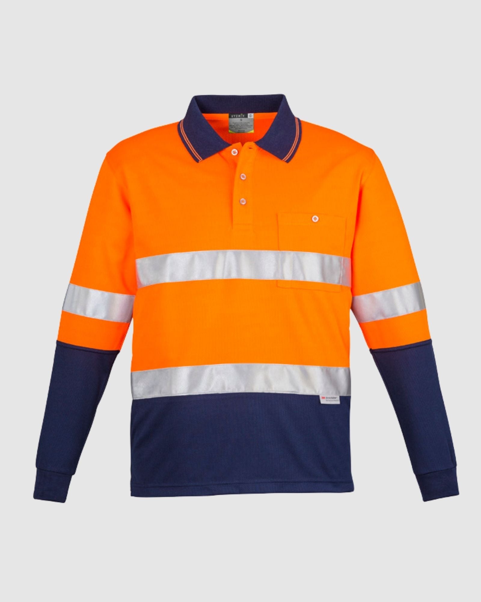 Syzmik Mens Hi Vis Spliced Long Sleeve Polo Hoop Taped ZH235