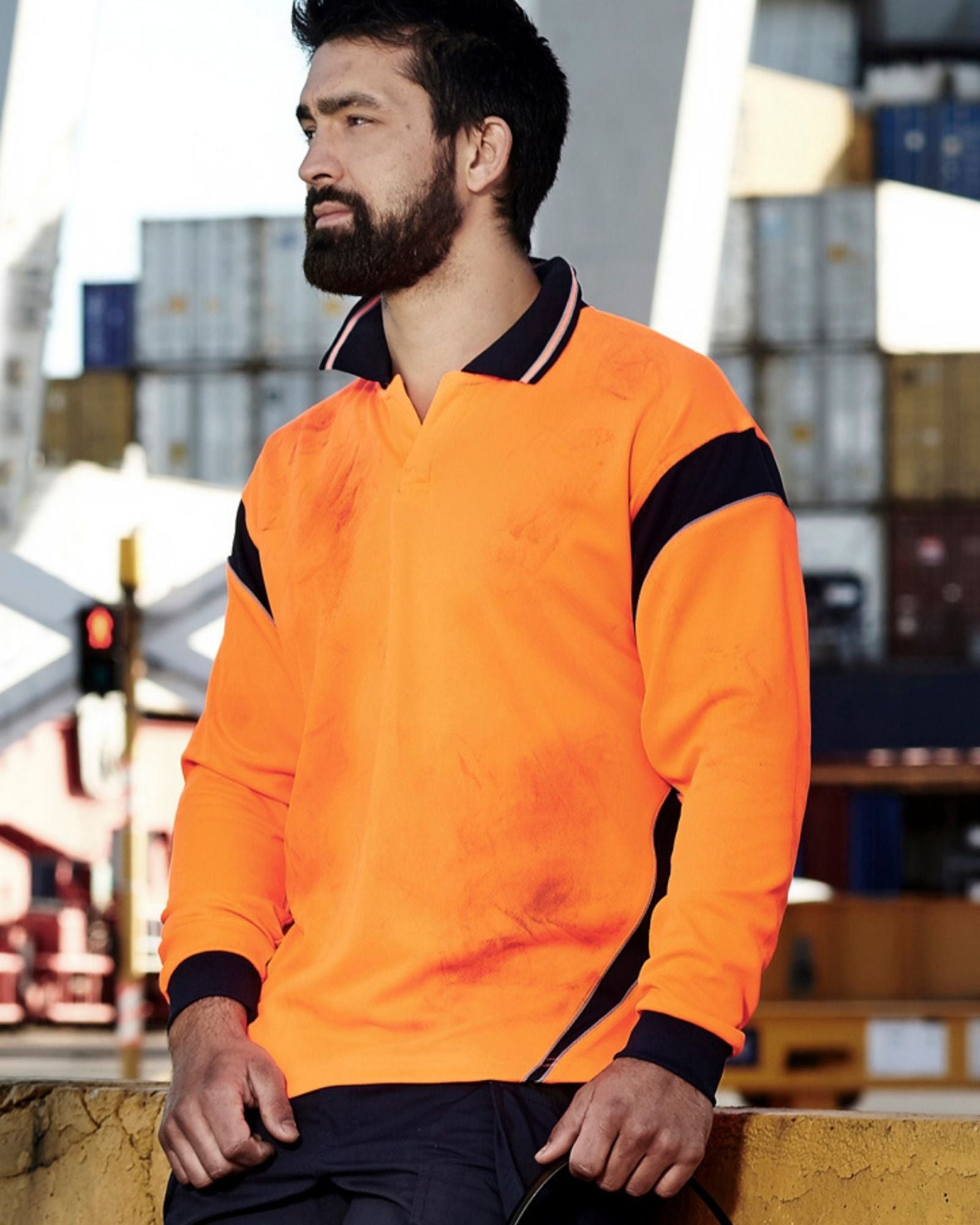 Syzmik Mens Hi Vis Aztec Long Sleeve Polo ZH249