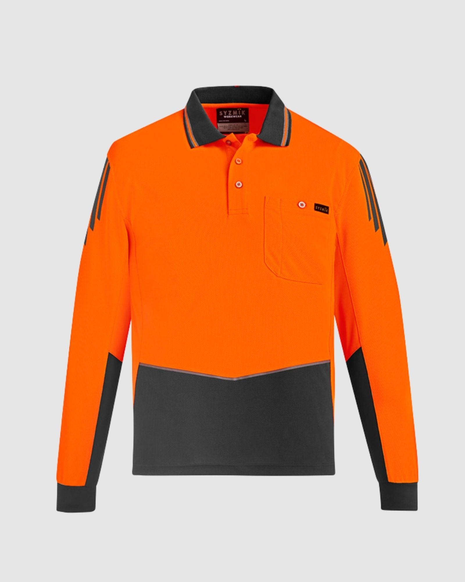 Syzmik Mens Hi Vis Flux Long Sleeve Polo ZH310