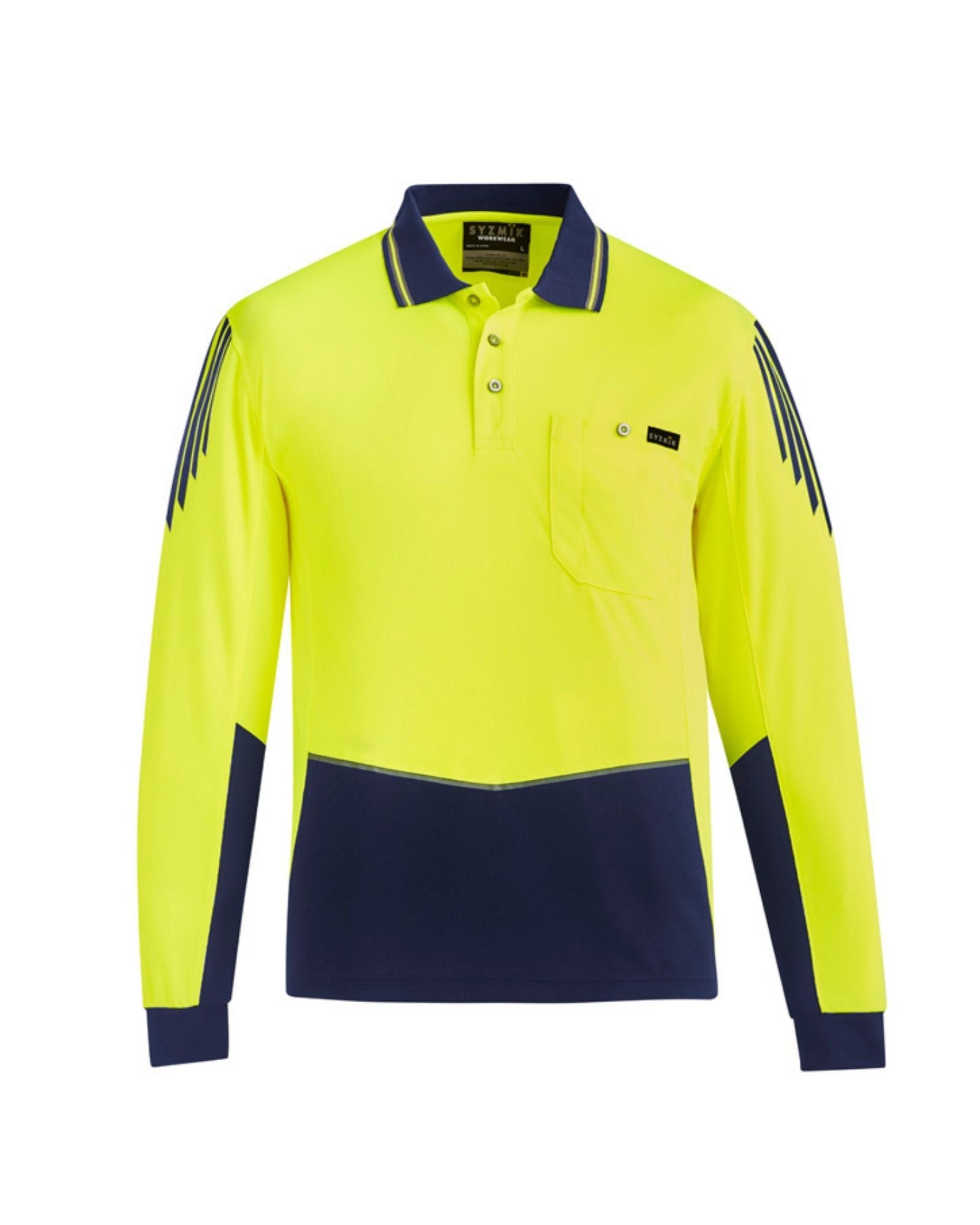 Syzmik Mens Hi Vis Flux Long Sleeve Polo ZH310