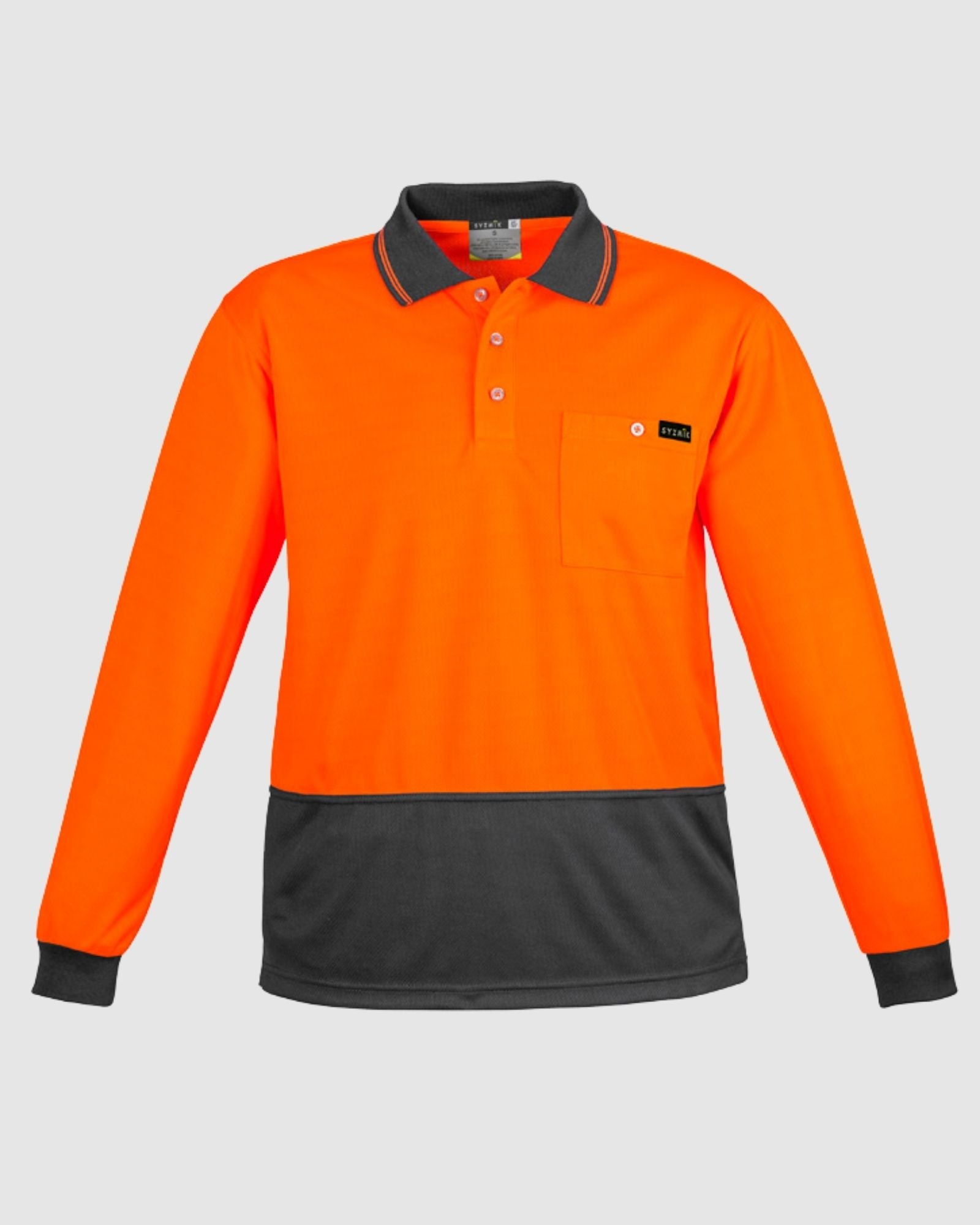Syzmik Mens Hi Vis Comfort Back Long Sleeve Polo ZH410