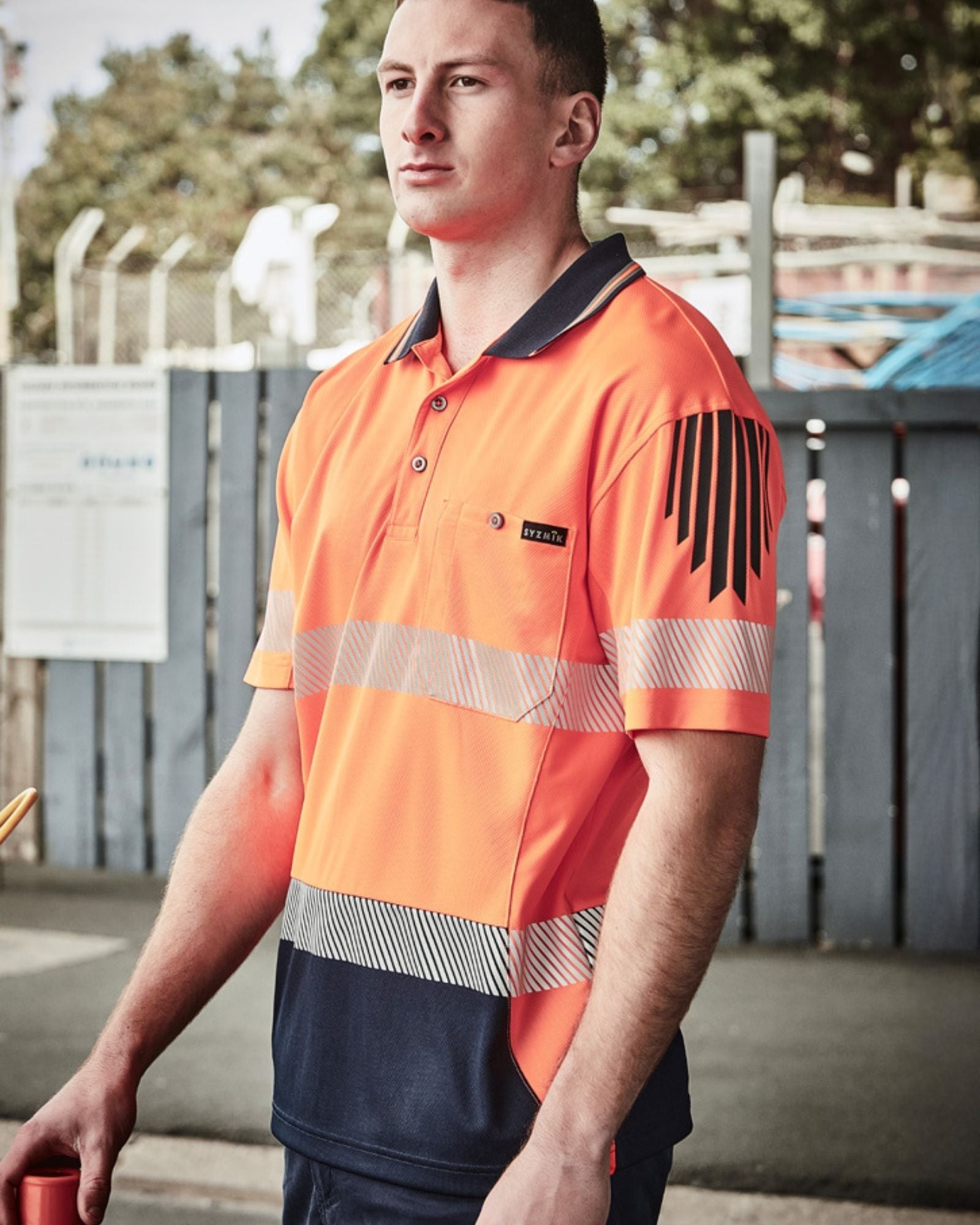 Syzmik Mens Hi Vis Flux Segmented Tape Short Sleeve Polo ZH555