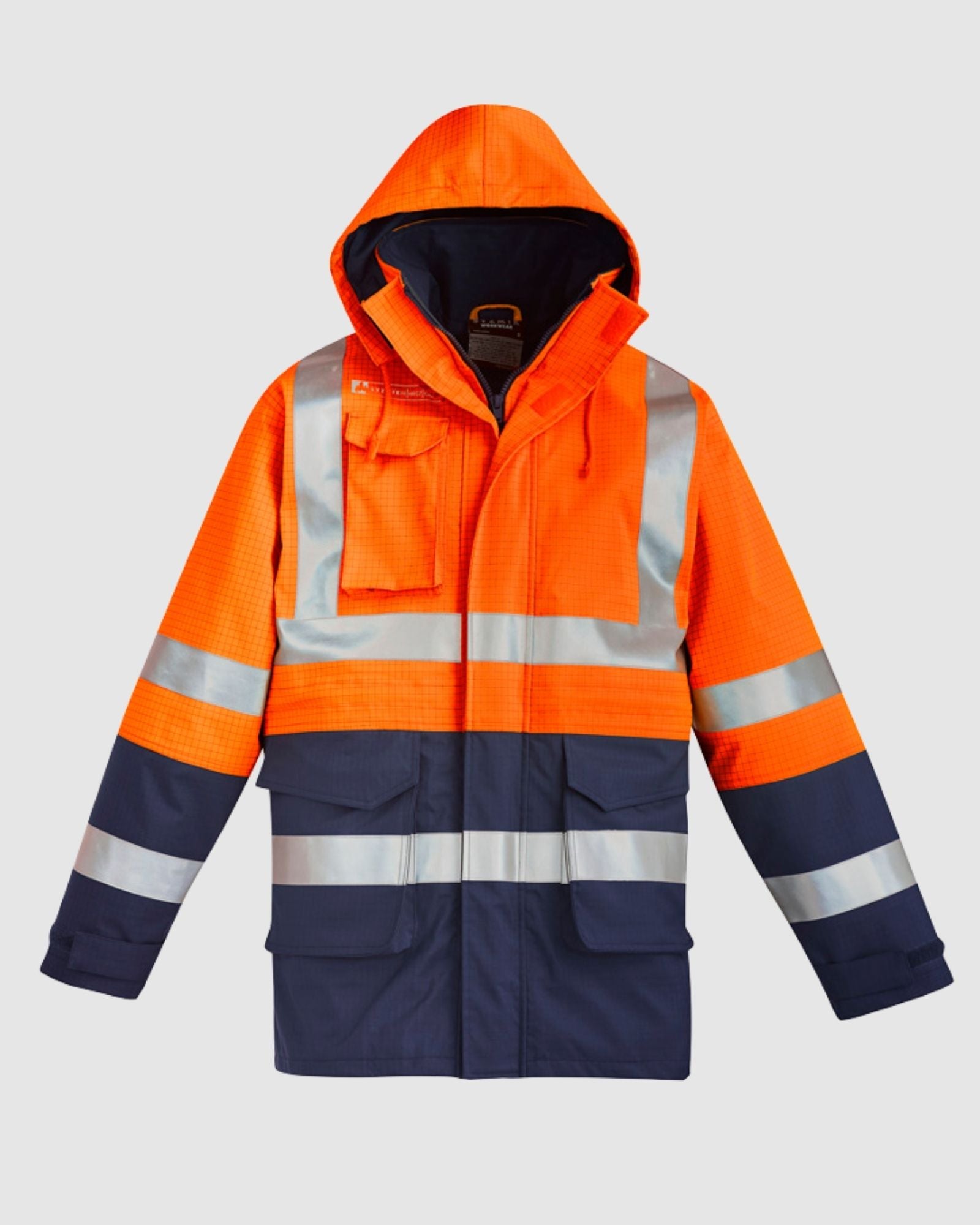 Syzmik Mens Orange Flame Arc Rated Antistatic Waterproof Jacket ZJ900