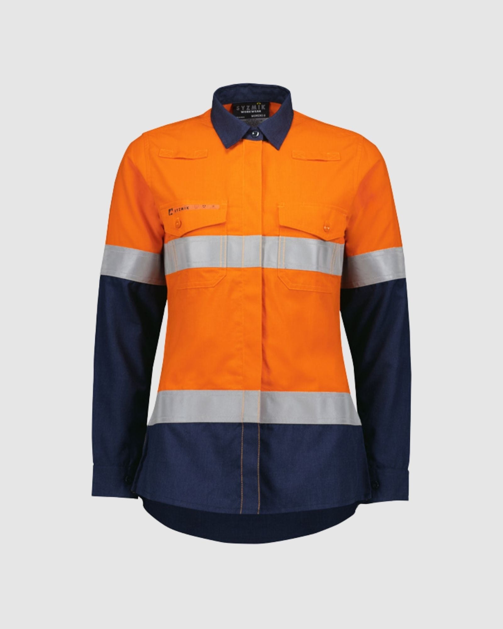 Syzmik Womens Orange Flame Lightweight Ripstop Taped Shirt ZW170