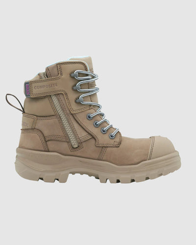 Blundstone Rotoflex Stone Water Resistant Nubuck 150MM Zip Side Women's Safety Boot 8863 