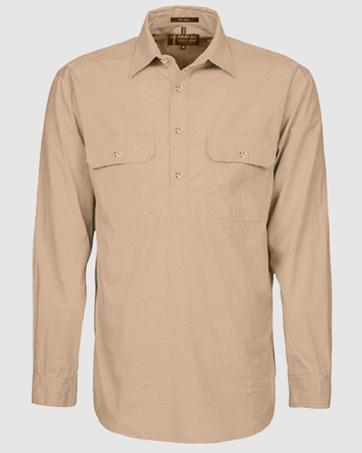 Pilbara Mens Pilbara Closed Front L/S Shirt RM200CF 