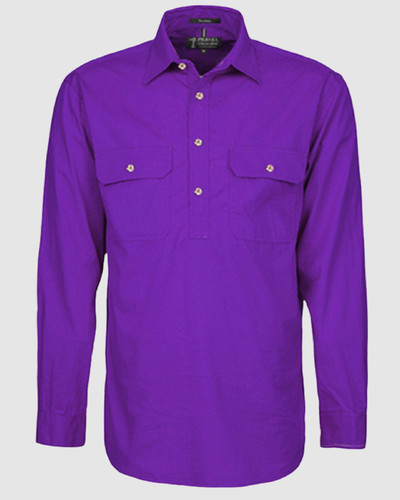 Pilbara Mens Pilbara Closed Front L/S Shirt RM200CF 