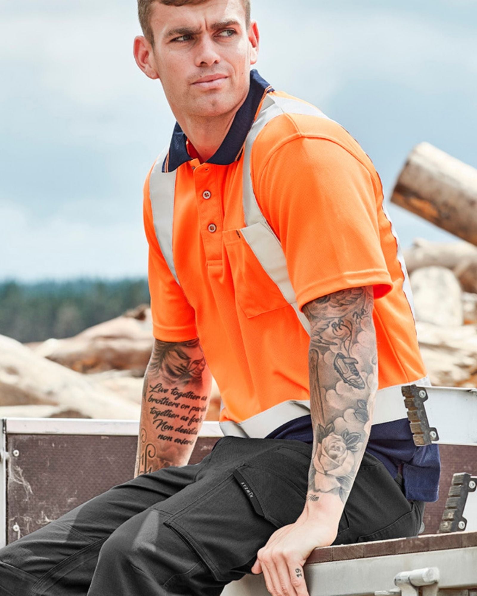 Syzmik Mens Hi Vis Spliced Short Sleeve Polo Shoulder Taped ZH233 