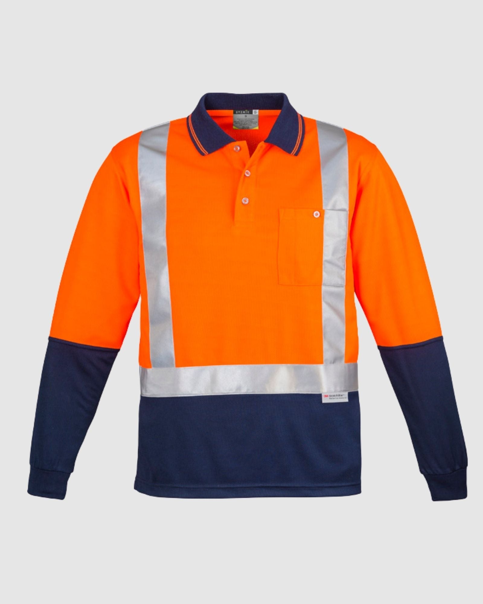 Syzmik Mens Hi Vis Spliced Long Sleeve Polo Shoulder Taped ZH234 