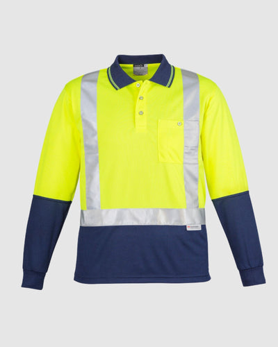 Syzmik Mens Hi Vis Spliced Long Sleeve Polo Shoulder Taped ZH234 