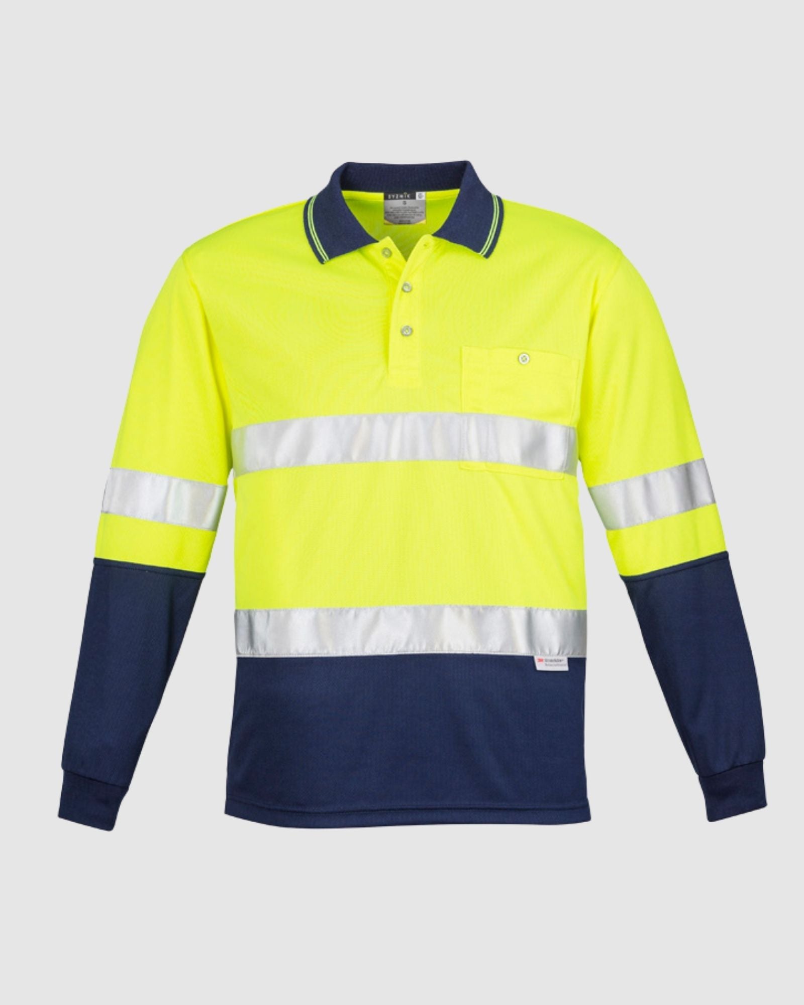 Syzmik Mens Hi Vis Spliced Long Sleeve Polo Hoop Taped ZH235 