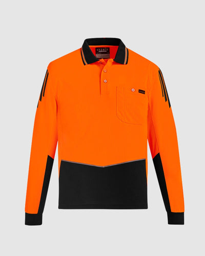 Syzmik Mens Hi Vis Flux Long Sleeve Polo ZH310 