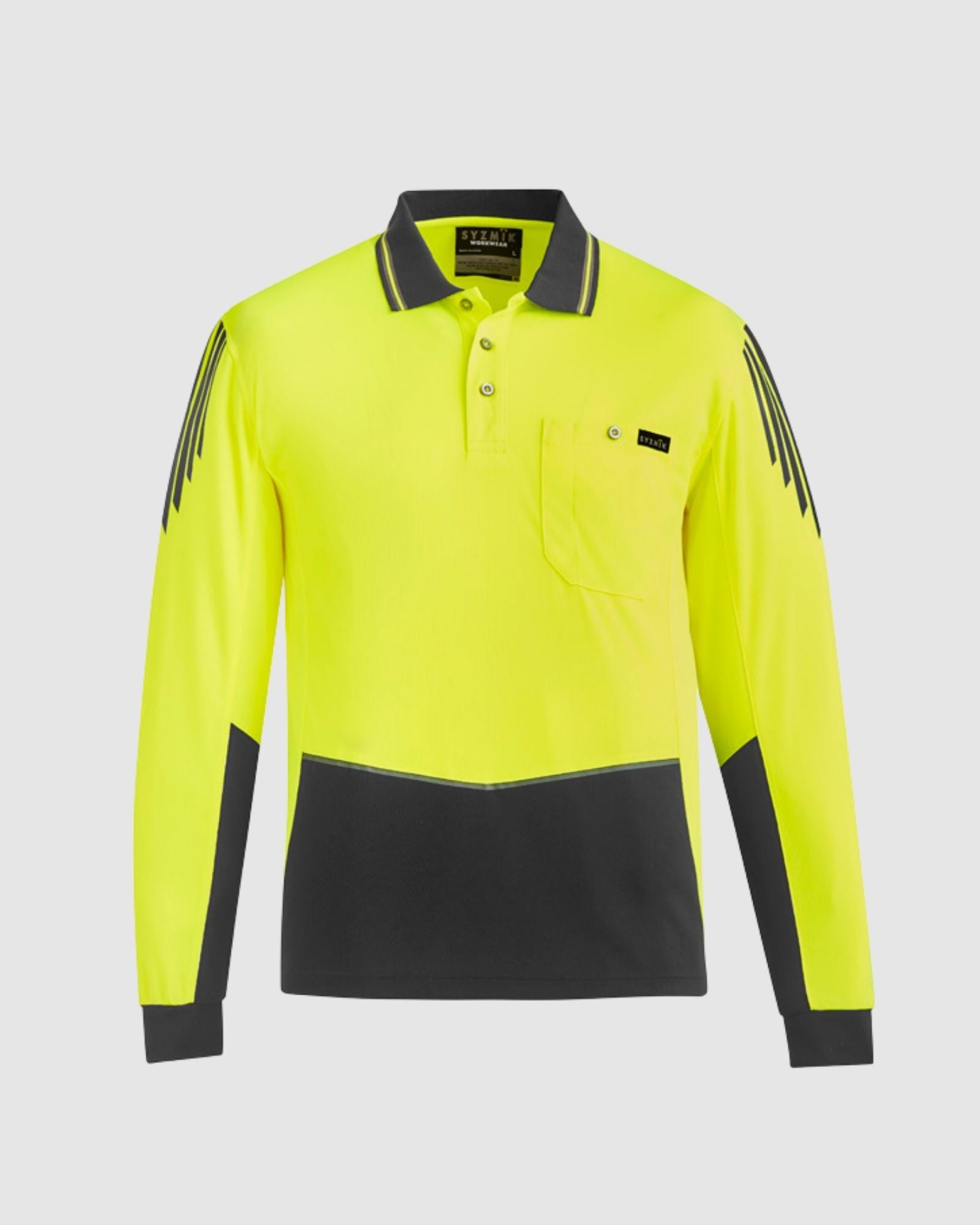 Syzmik Mens Hi Vis Flux Long Sleeve Polo ZH310 