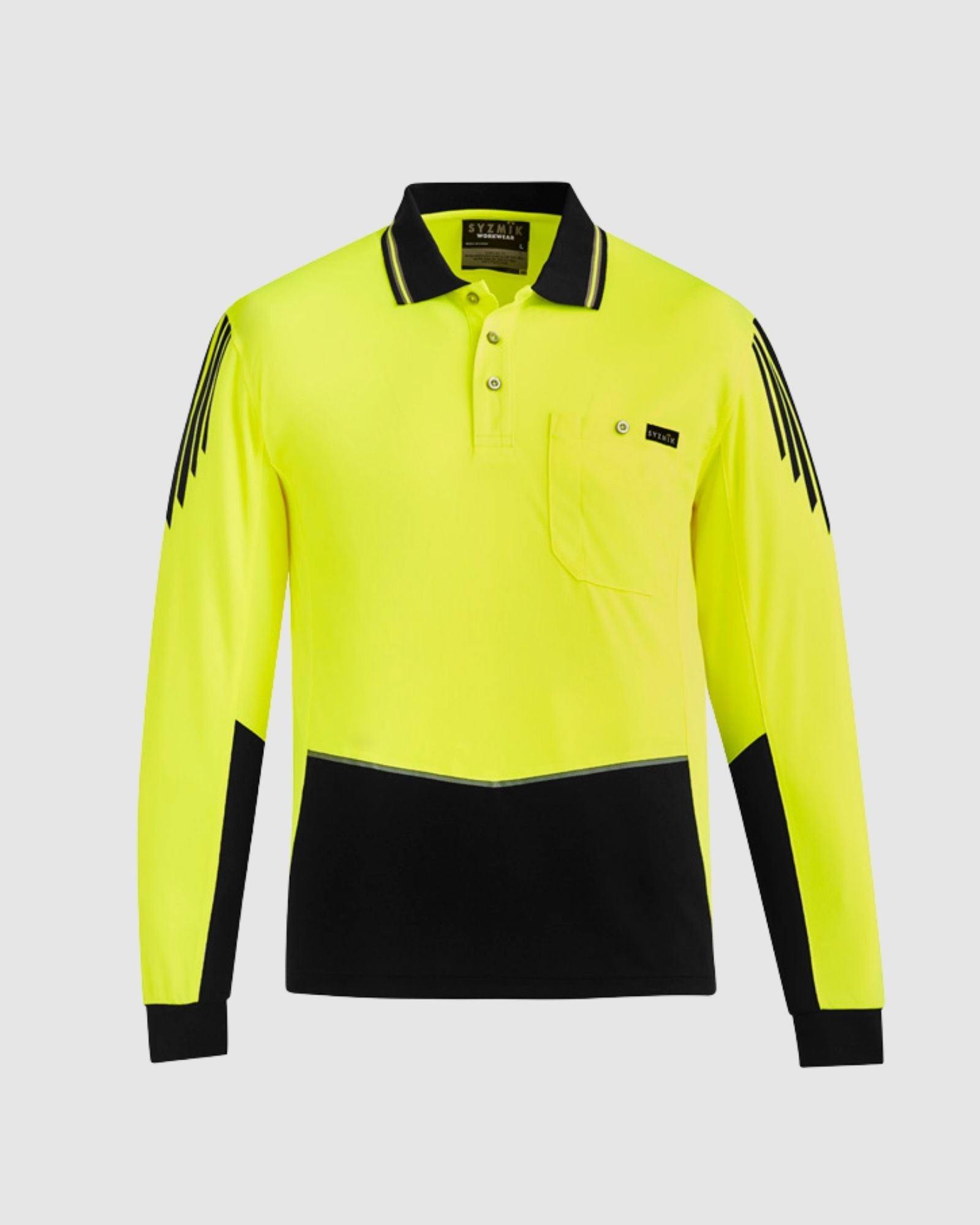 Syzmik Mens Hi Vis Flux Long Sleeve Polo ZH310 