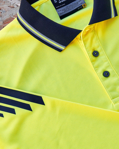 Syzmik Mens Hi Vis Flux Long Sleeve Polo ZH310 