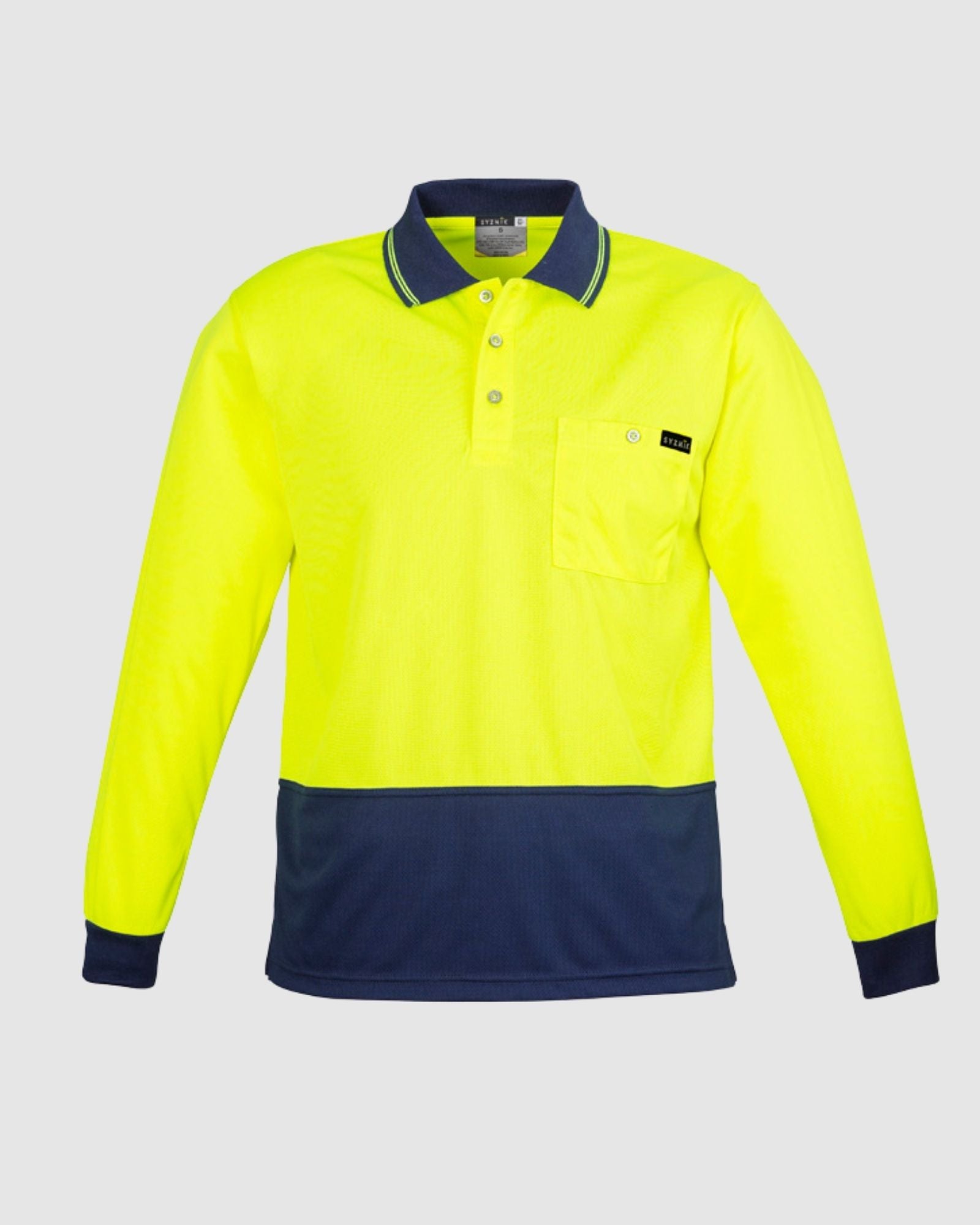Syzmik Mens Hi Vis Comfort Back Long Sleeve Polo ZH410 