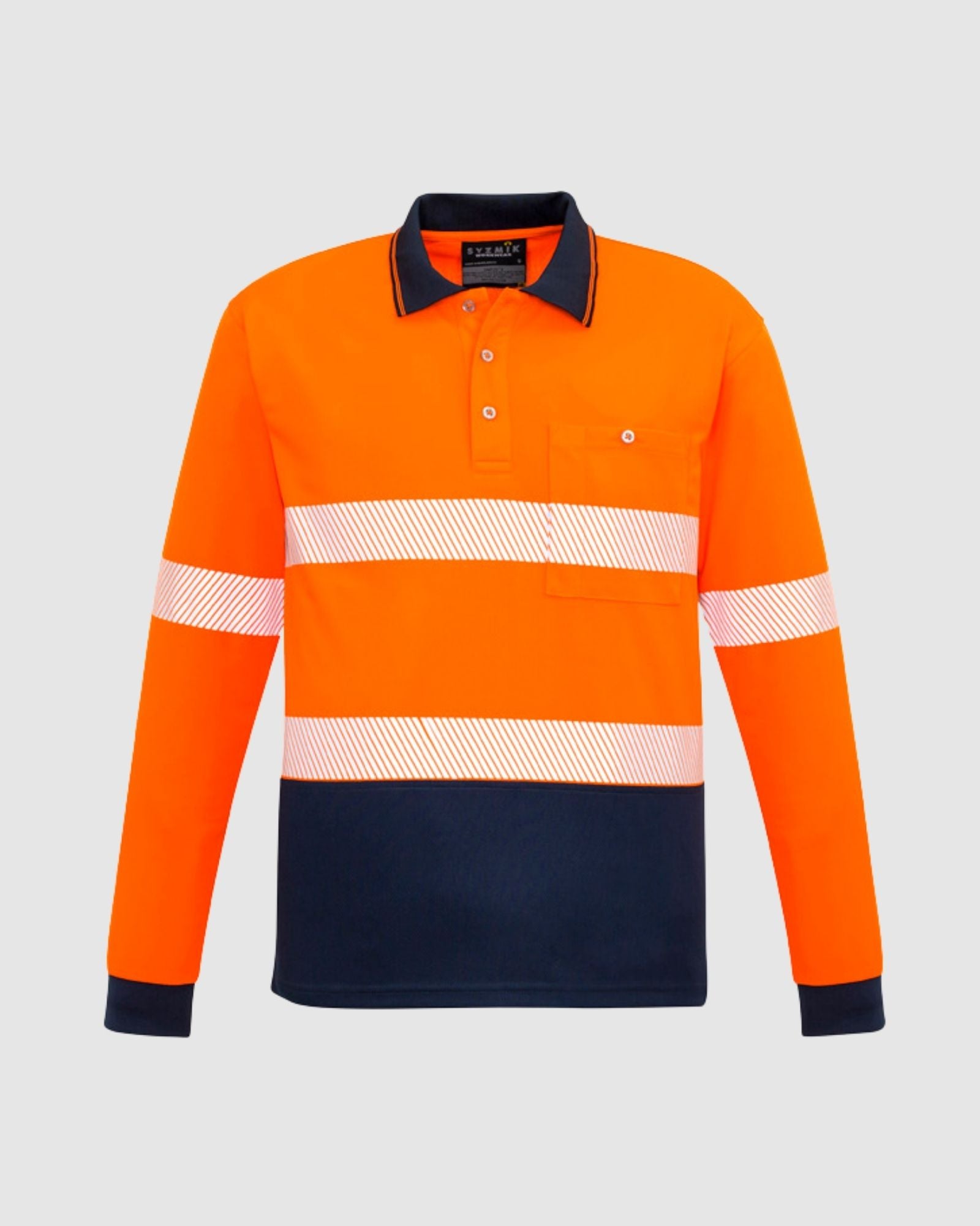 Syzmik ZH530 Hi Vis Segmented Tape Long Sleeve Polo Mens