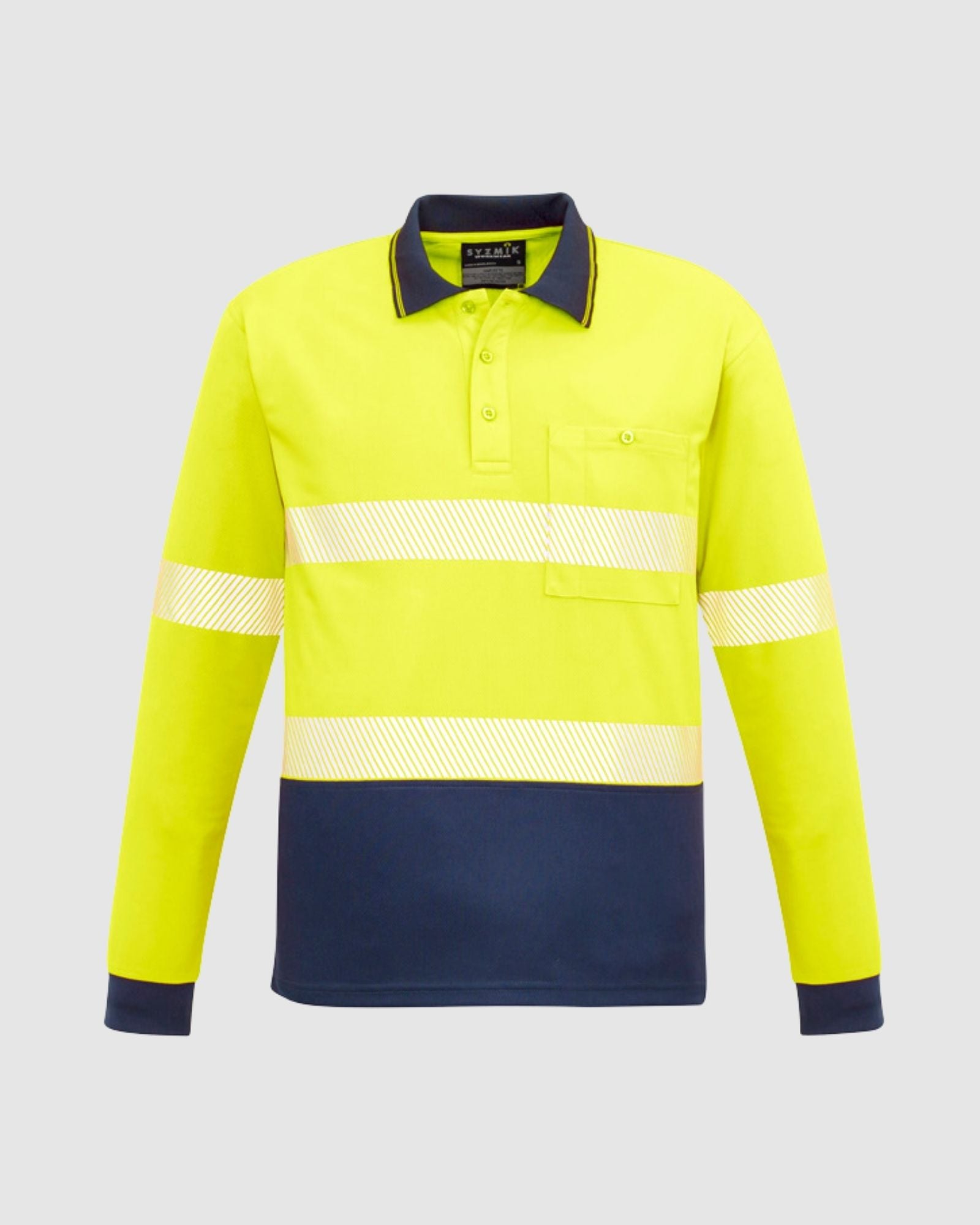 Syzmik ZH530 Hi Vis Segmented Tape Long Sleeve Polo Mens