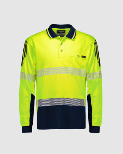 Syzmik Mens Hi Vis Flux Segmented Tape Long Sleeve Polo ZH550 