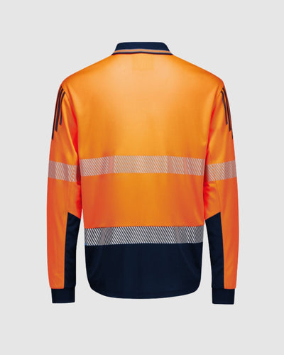 Syzmik Mens Hi Vis Flux Segmented Tape Long Sleeve Polo ZH550 