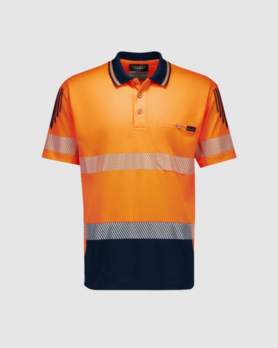 Syzmik Mens Hi Vis Flux Segmented Tape Short Sleeve Polo ZH555 