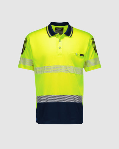 Syzmik Mens Hi Vis Flux Segmented Tape Short Sleeve Polo ZH555 