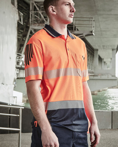 Syzmik Mens Hi Vis Flux Segmented Tape Short Sleeve Polo ZH555 