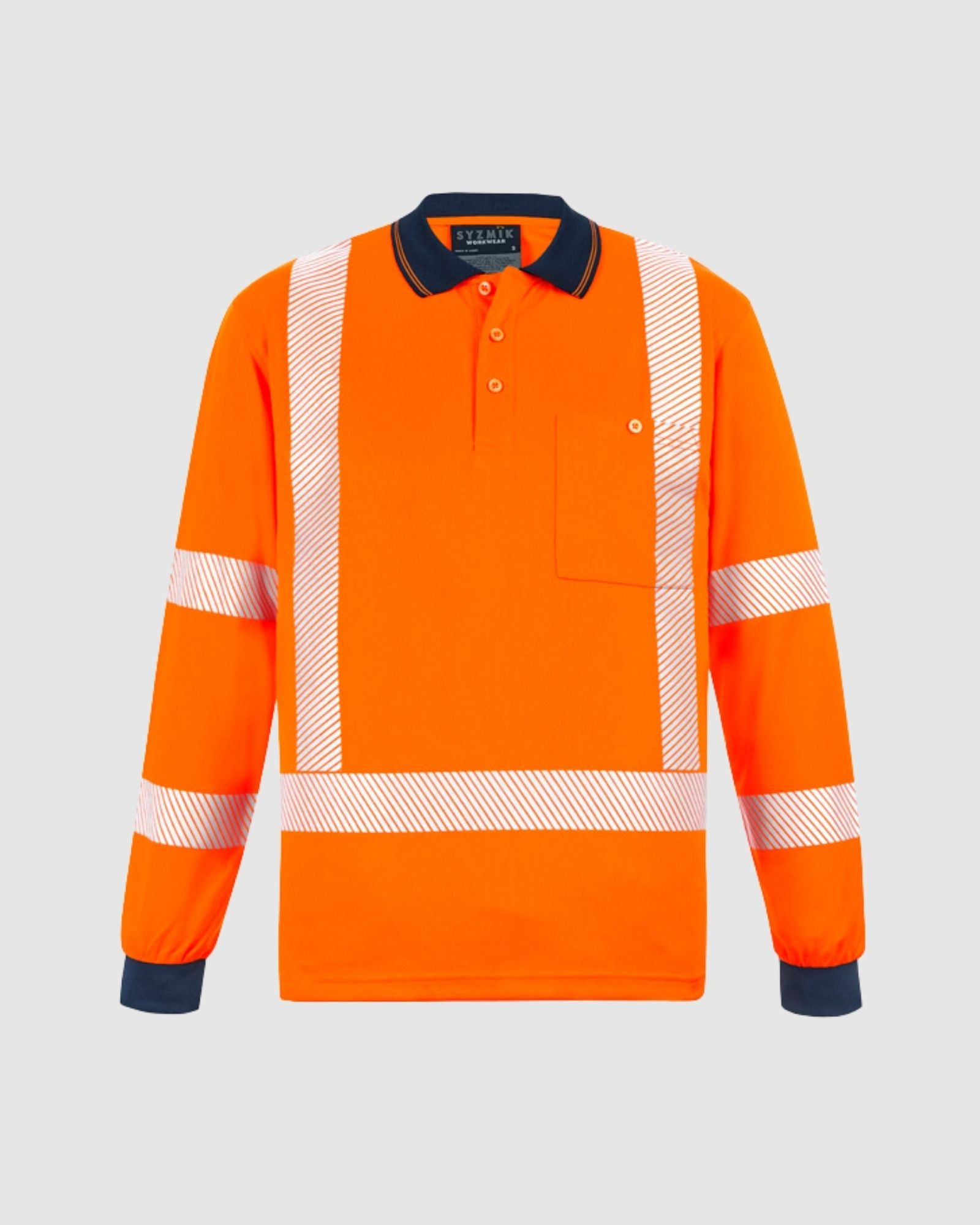 Syzmik Unisex Hi Vis X Back Nsw Rail Long Sleeve Polo ZH690 