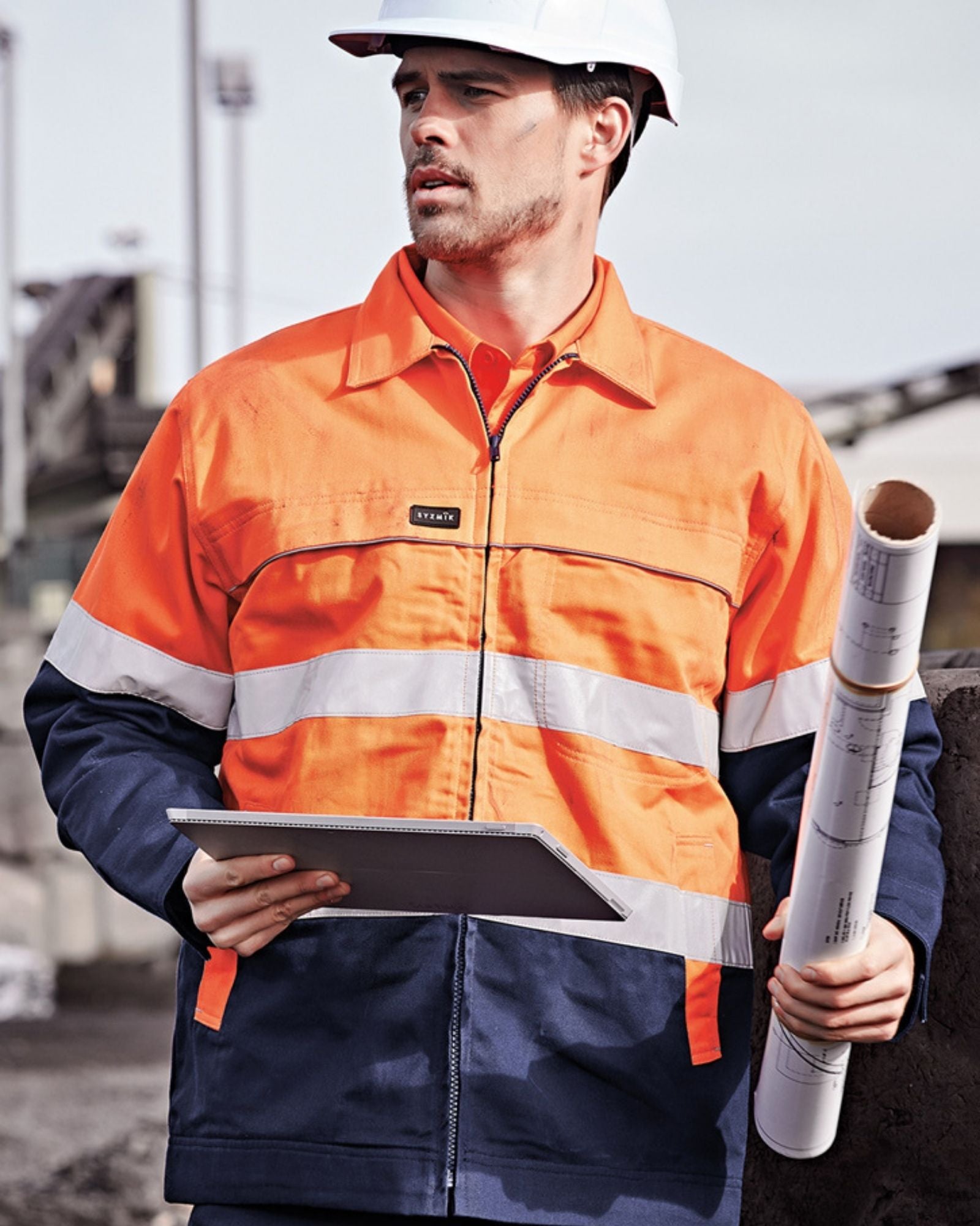 Syzmik Mens Hi Vis Cotton Drill Jacket ZJ590 