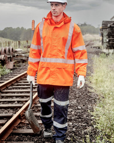 Syzmik Mens Hi Vis X Back Ultralite Waterproof Jacket ZJ657-AU 