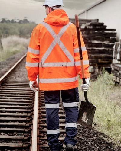 Syzmik Mens Hi Vis X Back Ultralite Waterproof Jacket ZJ657-AU 