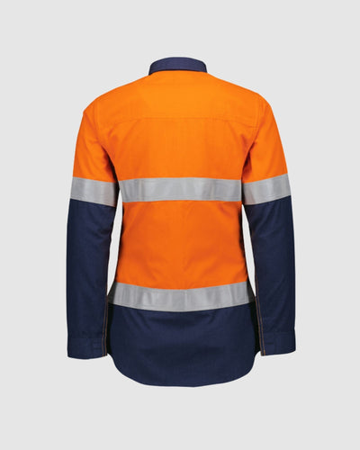Syzmik Womens Orange Flame Lightweight Ripstop Taped Shirt ZW170 