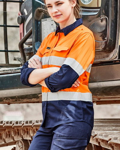 Syzmik Womens Rugged Cooling Hi Vis Taped Long Sleeve Shirt ZW720 